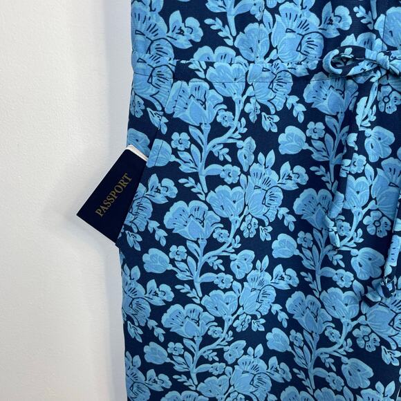 Cabi Java Blue Floral Tie Waist Cap Sleeve Button front Lightweight Dress 5265 S - Picture 5 of 16